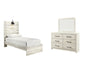 Cambeck Twin Panel Bed with Mirrored Dresser JR Furniture Store