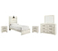 Cambeck Twin Panel Bed with Mirrored Dresser and 2 Nightstands JR Furniture Store
