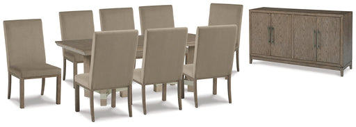 Chrestner Dining Table and 8 Chairs with Storage JR Furniture Store