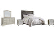 Coralayne King Upholstered Bed with Mirrored Dresser and 2 Nightstands JR Furniture Store