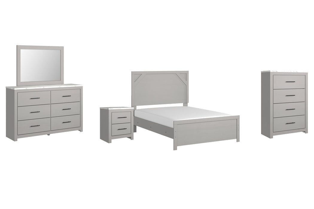 Cottonburg Full Panel Bed with Mirrored Dresser, Chest and Nightstand JR Furniture Store