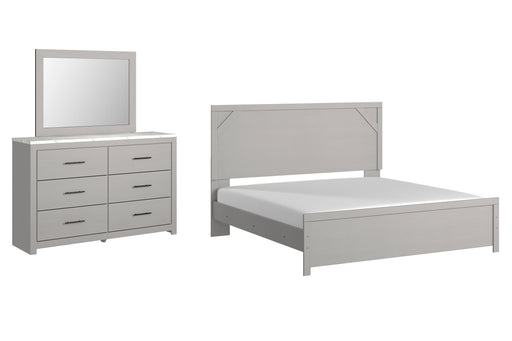 Cottonburg King Panel Bed with Mirrored Dresser JR Furniture Store
