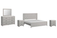 Cottonburg King Panel Bed with Mirrored Dresser and 2 Nightstands JR Furniture Store