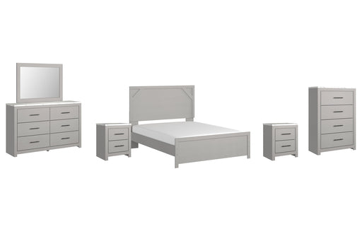 Cottonburg Queen Panel Bed with Mirrored Dresser, Chest and 2 Nightstands JR Furniture Store