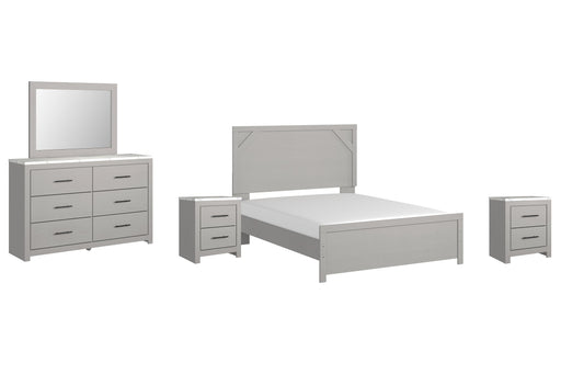 Cottonburg Queen Panel Bed with Mirrored Dresser and 2 Nightstands JR Furniture Store