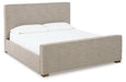 Dakmore King Upholstered Bed with Mirrored Dresser, Chest and 2 Nightstands JR Furniture Store