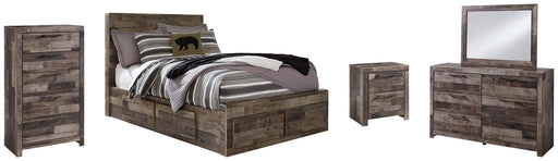 Derekson Full Panel Bed with 6 Storage Drawers with Mirrored Dresser, Chest and Nightstand JR Furniture Store