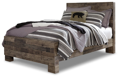 Derekson Full Panel Bed with Mirrored Dresser JR Furniture Store