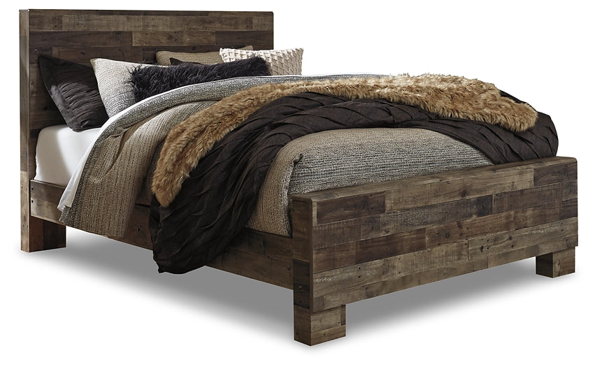 Derekson Queen Panel Bed with Mirrored Dresser JR Furniture Store