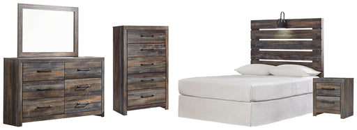 Drystan Full Panel Headboard with Mirrored Dresser, Chest and Nightstand JR Furniture Store