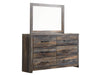Drystan King/California King Bookcase Headboard with Mirrored Dresser and Chest JR Furniture Store