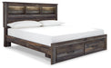 Drystan Queen Bookcase Bed with 2 Storage Drawers with Mirrored Dresser and 2 Nightstands JR Furniture Store