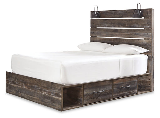 Drystan Queen Panel Bed with 2 Storage Drawers with Dresser JR Furniture Store