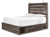 Drystan Queen Panel Bed with 2 Storage Drawers with Mirrored Dresser, Chest and Nightstand JR Furniture Store