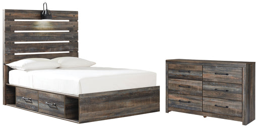 Drystan Twin Panel Bed with 2 Storage Drawers with Dresser JR Furniture Store