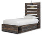 Drystan Twin Panel Bed with 4 Storage Drawers with Mirrored Dresser, Chest and 2 Nightstands JR Furniture Store