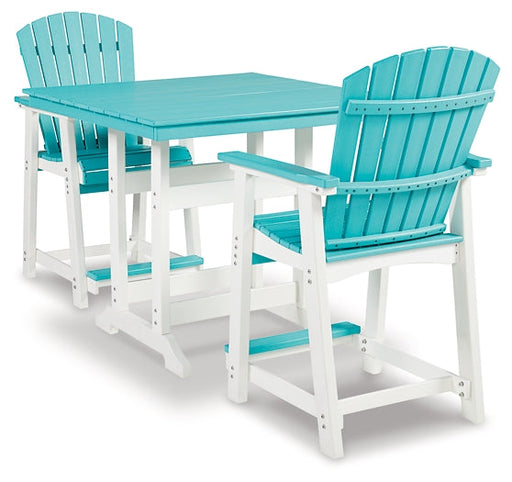 Eisely Outdoor Counter Height Dining Table and 2 Barstools JR Furniture Store