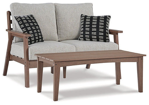 Emmeline Outdoor Loveseat with Coffee Table JR Furniture Store