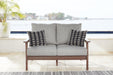 Emmeline Outdoor Sofa and Loveseat with Coffee Table and 2 End Tables JR Furniture Store