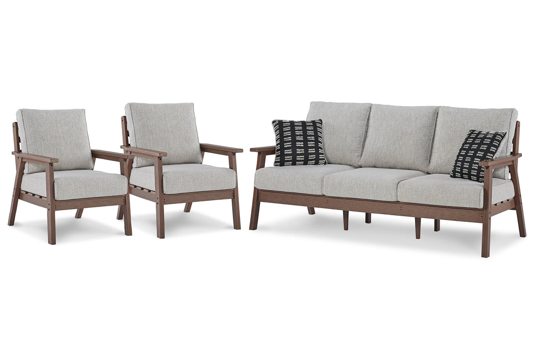 Emmeline Outdoor Sofa with 2 Lounge Chairs JR Furniture Store