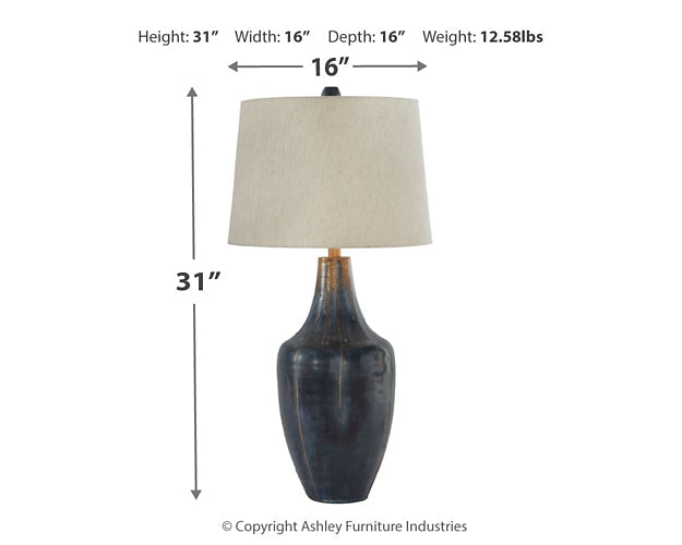 Evania Metal Table Lamp (1/CN) JR Furniture Store