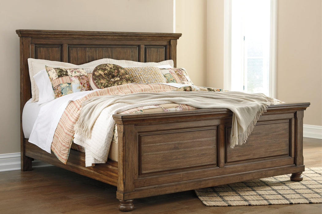 Flynnter Queen Panel Bed with Mirrored Dresser JR Furniture Store