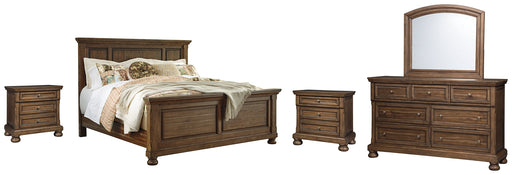 Flynnter Queen Panel Bed with Mirrored Dresser and 2 Nightstands JR Furniture Store