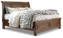 Flynnter Queen Sleigh Bed with 2 Storage Drawers with Mirrored Dresser, Chest and Nightstand JR Furniture Store