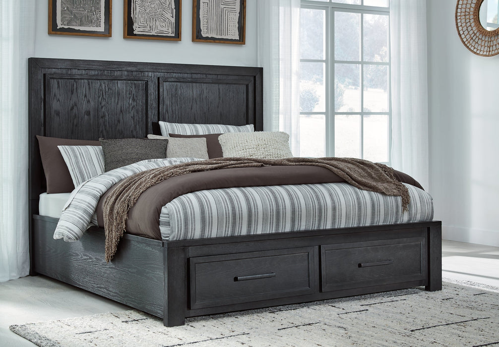 Foyland California King Panel Storage Bed with Dresser JR Furniture Store