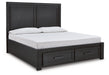 Foyland King Panel Storage Bed with Mirrored Dresser and 2 Nightstands JR Furniture Store
