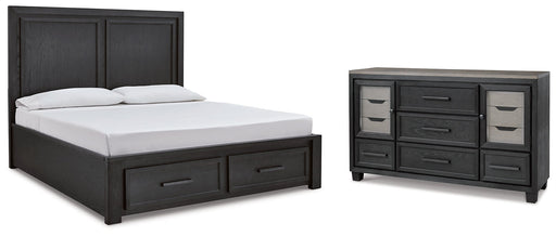 Foyland Queen Panel Storage Bed with Dresser JR Furniture Store