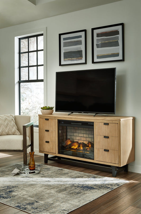 Freslowe TV Stand with Electric Fireplace JR Furniture Store
