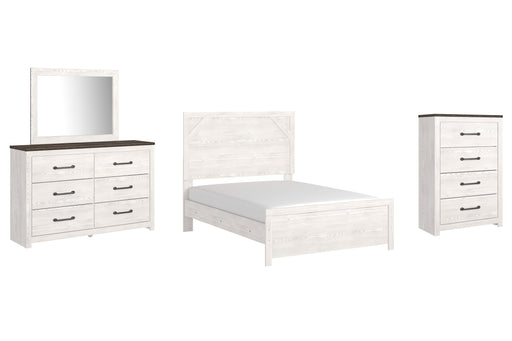 Gerridan Full Panel Bed with Mirrored Dresser and Chest JR Furniture Store