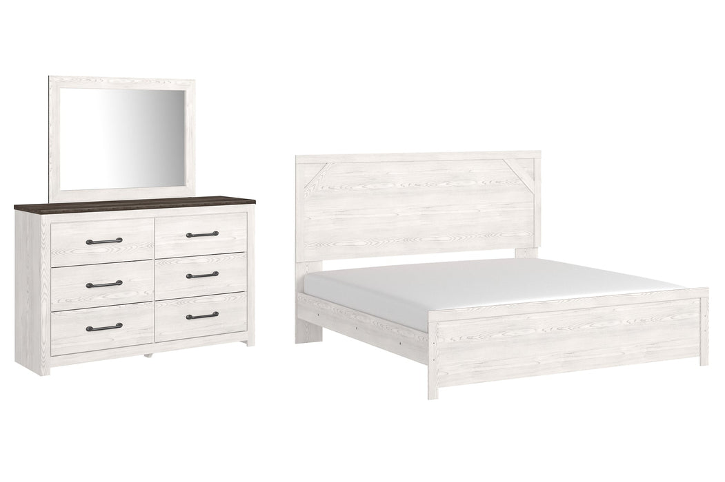 Gerridan King Panel Bed with Mirrored Dresser JR Furniture Store