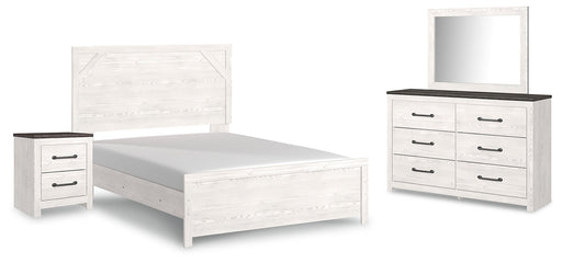 Gerridan Queen Panel Bed with Mirrored Dresser and Nightstand JR Furniture Store