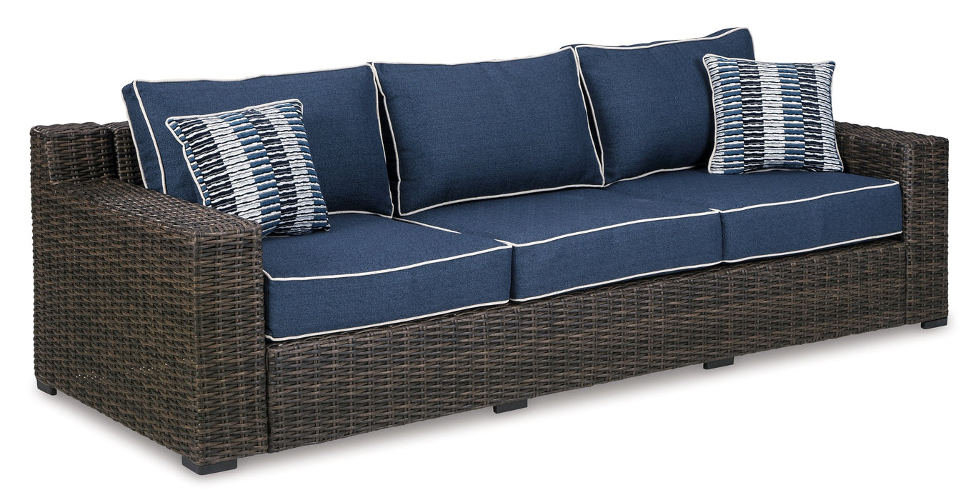 Grasson Lane Outdoor Sofa and  2 Lounge Chairs with Coffee Table and 2 End Tables JR Furniture Store