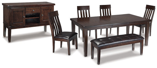 Haddigan Dining Table and 4 Chairs and Bench with Storage JR Furniture Store