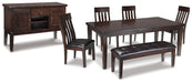 Haddigan Dining Table and 4 Chairs and Bench with Storage JR Furniture Store