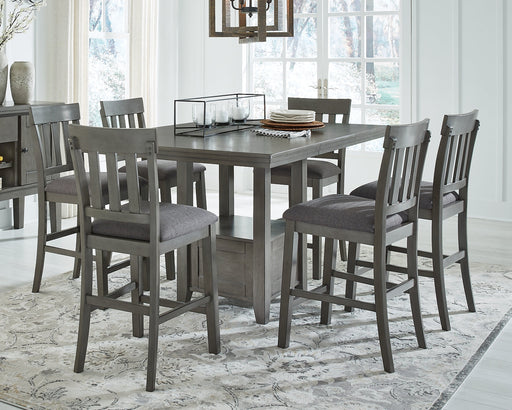 Hallanden Counter Height Dining Table and 6 Barstools JR Furniture Store