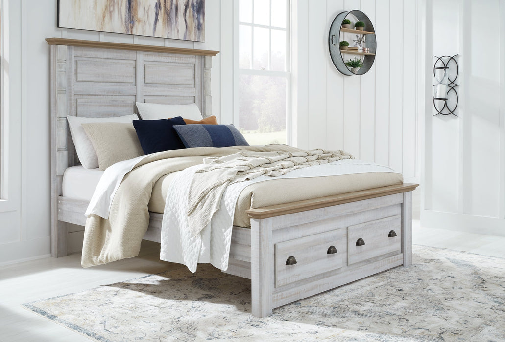 Haven Bay Queen Panel Storage Bed with Mirrored Dresser, Chest and Nightstand JR Furniture Store