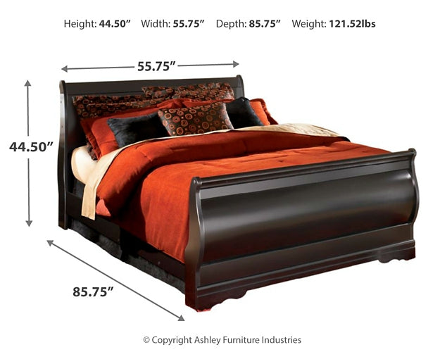 Huey Vineyard Full Sleigh Bed with Mirrored Dresser JR Furniture Store