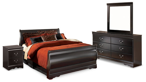 Huey Vineyard Full Sleigh Bed with Mirrored Dresser and Nightstand JR Furniture Store