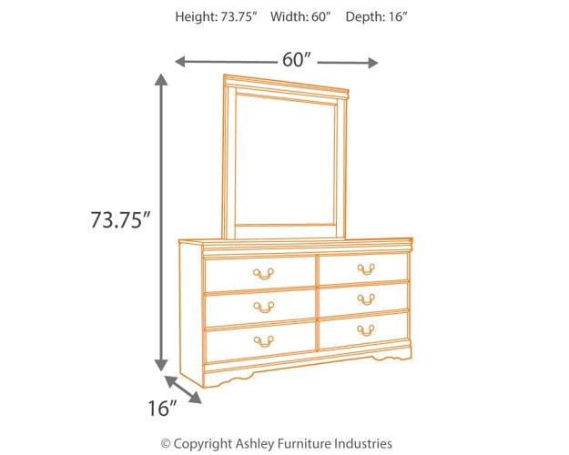 Huey Vineyard Full Sleigh Headboard with Mirrored Dresser JR Furniture Store