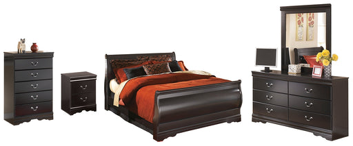 Huey Vineyard Queen Sleigh Bed with Mirrored Dresser, Chest and Nightstand JR Furniture Store