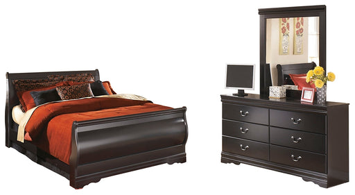 Huey Vineyard Queen Sleigh Bed with Mirrored Dresser JR Furniture Store
