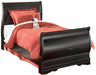 Huey Vineyard Twin Sleigh Bed with Mirrored Dresser JR Furniture Store