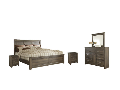 Juararo California King Panel Bed with Mirrored Dresser and 2 Nightstands JR Furniture Storefurniture, home furniture, home decor