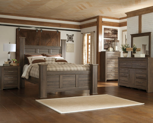 Juararo California King Poster Bed with Mirrored Dresser JR Furniture Storefurniture, home furniture, home decor