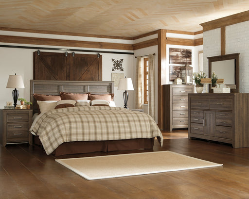 Juararo King Panel Bed with Mirrored Dresser JR Furniture Storefurniture, home furniture, home decor