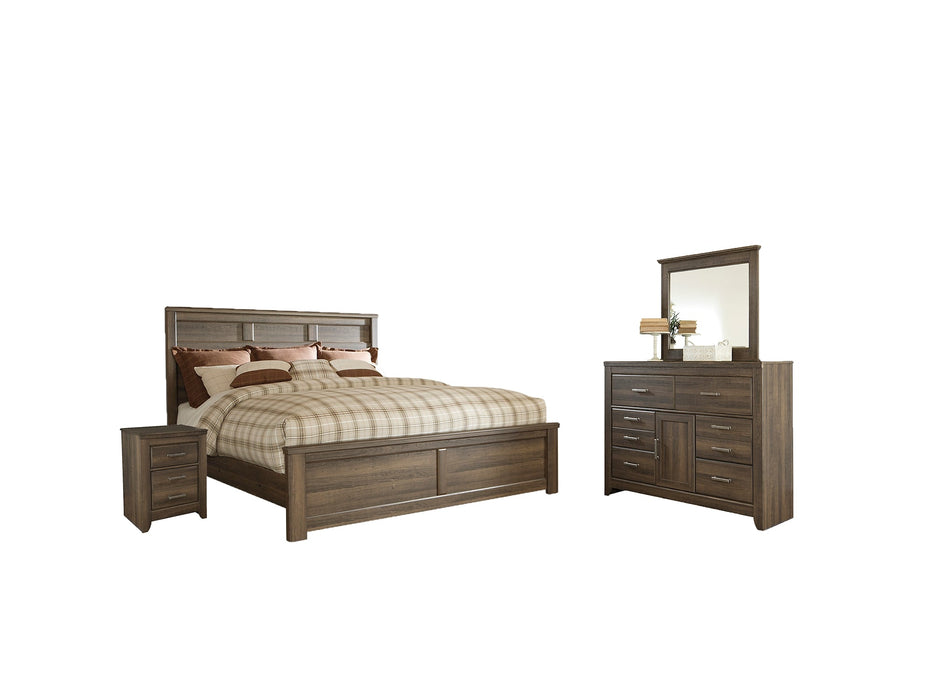 Juararo King Panel Bed with Mirrored Dresser and 2 Nightstands JR Furniture Storefurniture, home furniture, home decor